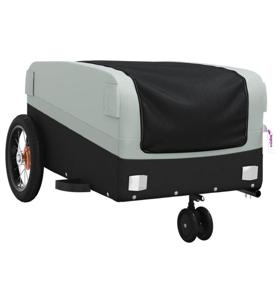 Fahrradanhänger Schwarz und Grau 30 kg Eisen