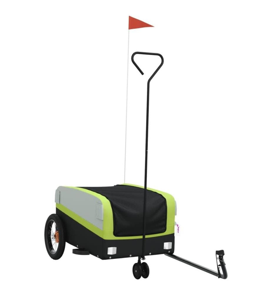 Fahrradanhänger Schwarz und Grün 30 kg Eisen