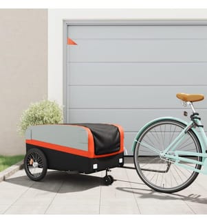 Fahrradanhänger Schwarz und Orange 45 kg Eisen