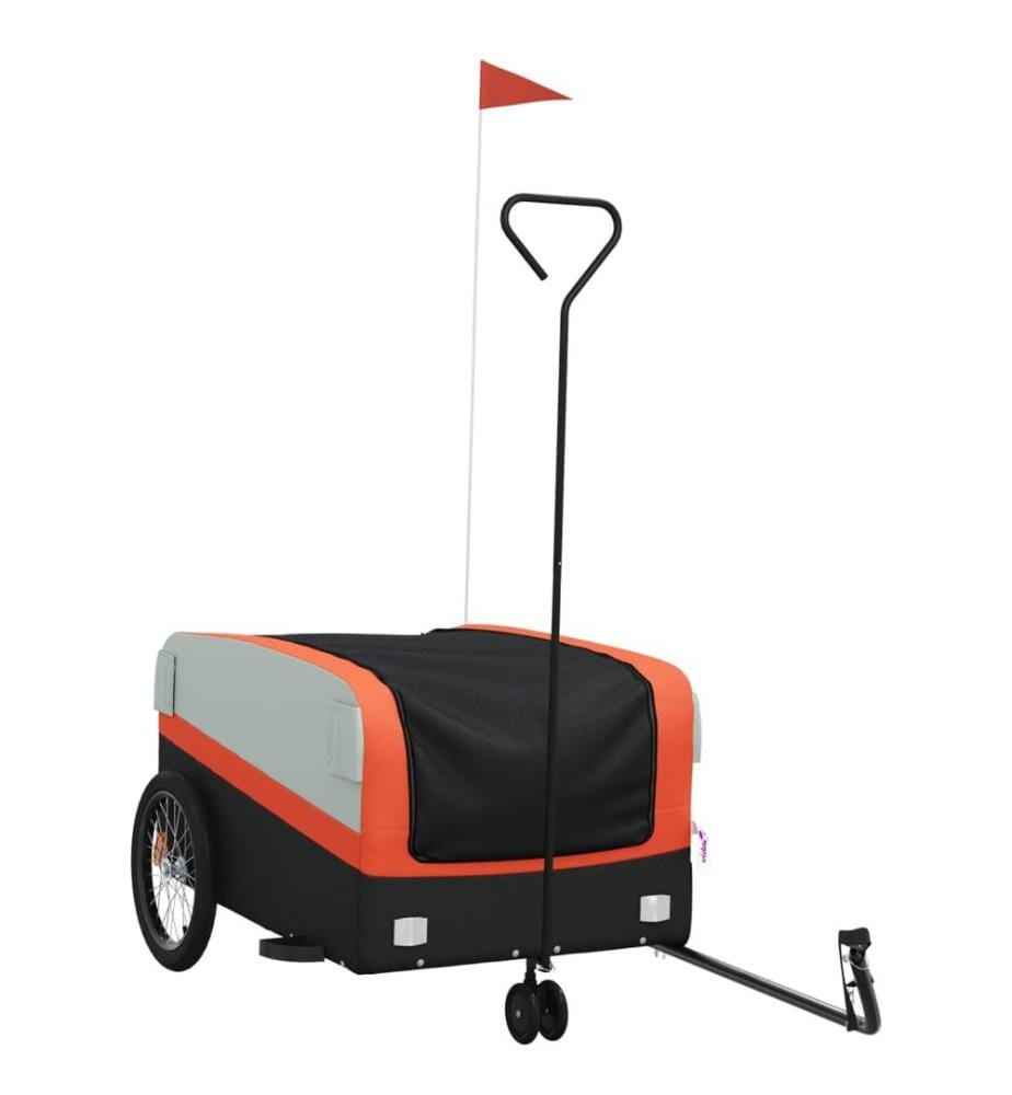 Fahrradanhänger Schwarz und Orange 45 kg Eisen