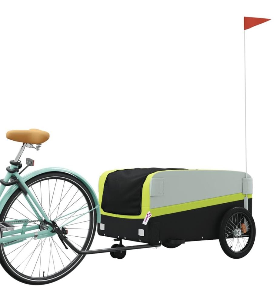 Fahrradanhänger Schwarz und Grün 45 kg Eisen