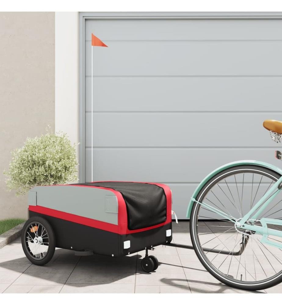 Remorque de vélo noir et rouge 45 kg fer
