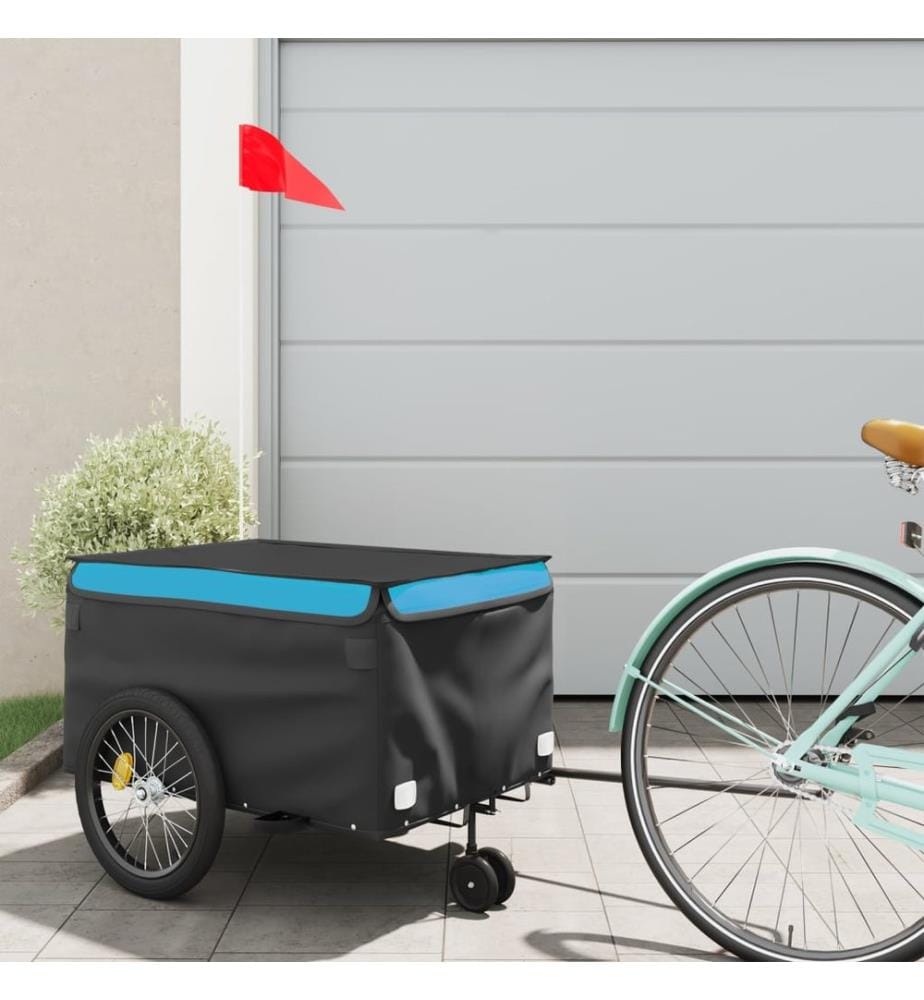 Remorque de vélo noir et bleu 30 kg fer