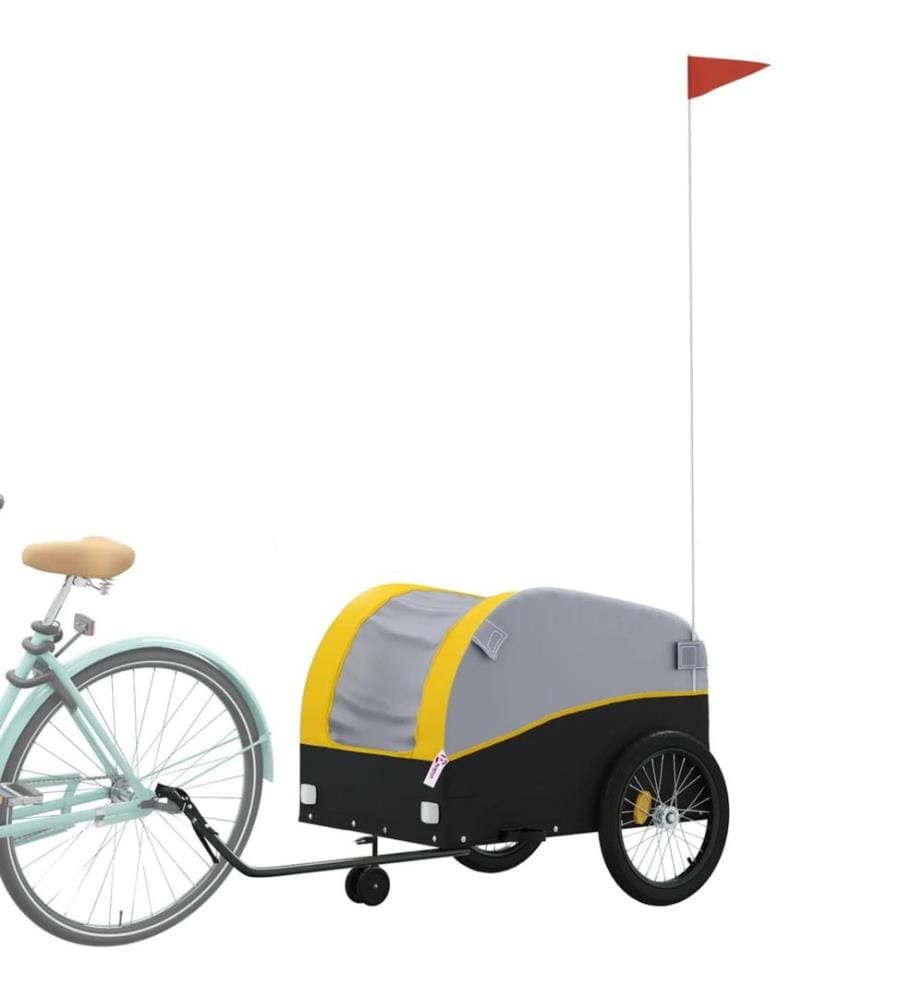 Remorque de vélo noir et jaune 45 kg fer