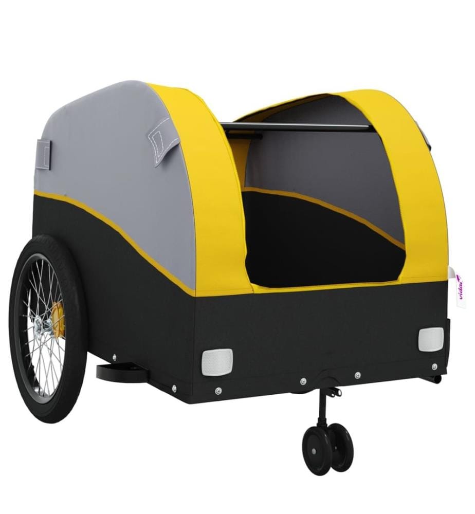 Remorque de vélo noir et jaune 45 kg fer