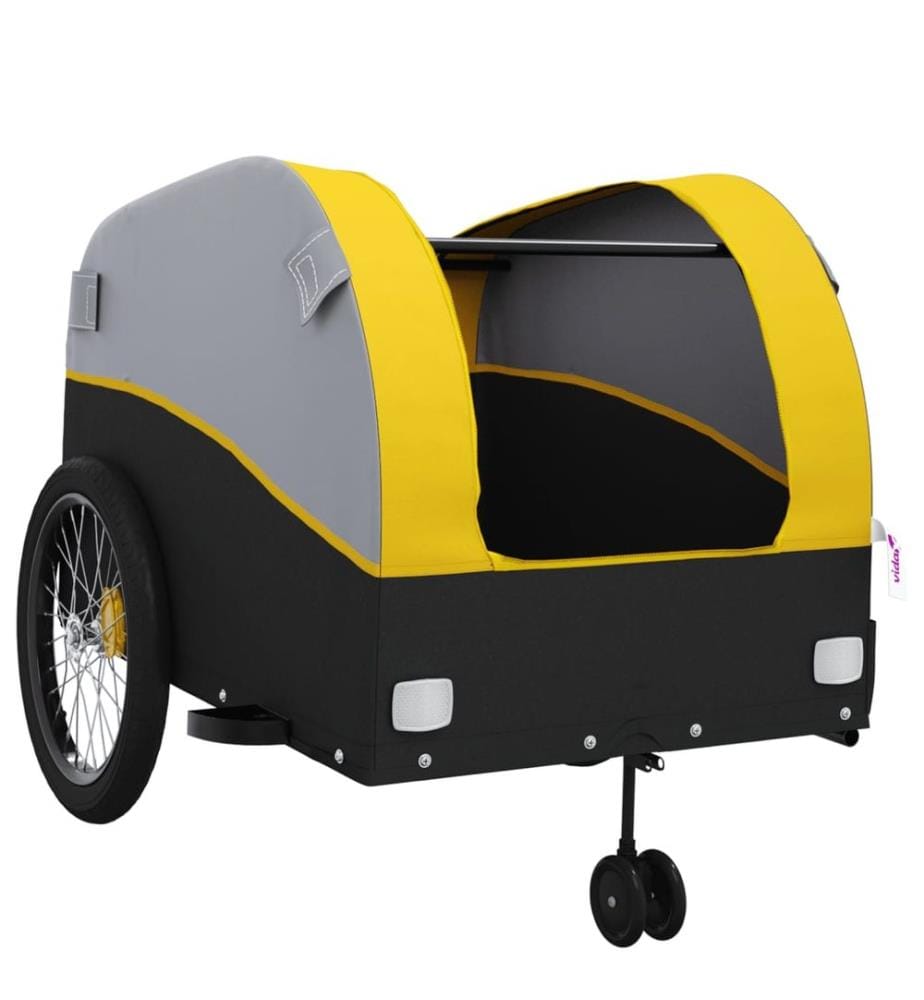 Remorque de vélo noir et jaune 45 kg fer