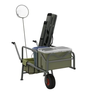 Angelwagen Grün mit Rad Pulverbeschichteter Stahl
