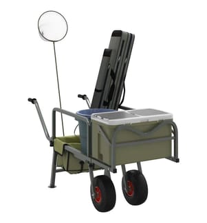 Angelwagen Grün mit 2 Rädern Pulverbeschichteter Stahl