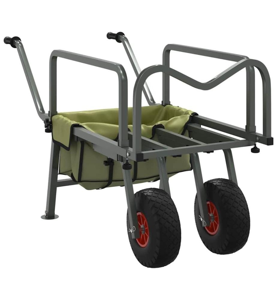 Angelwagen Grün mit 2 Rädern Pulverbeschichteter Stahl