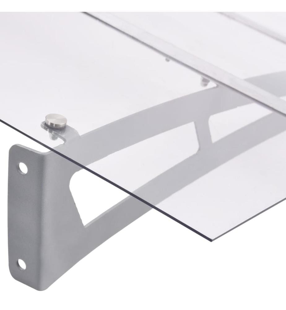 Türvordach Silbern und Transparent 120x90 cm Polycarbonat