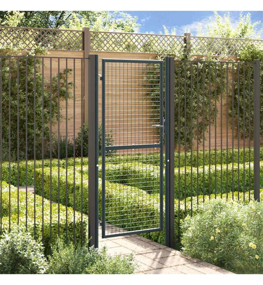 Gitter-Gartentor Verzinkter Stahl 100 x 200 cm Grau