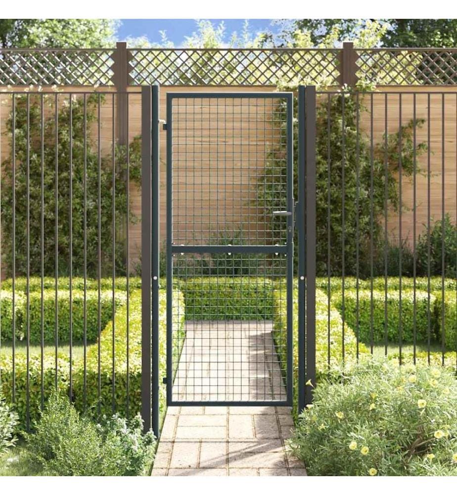 Gitter-Gartentor Verzinkter Stahl 100 x 200 cm Grau