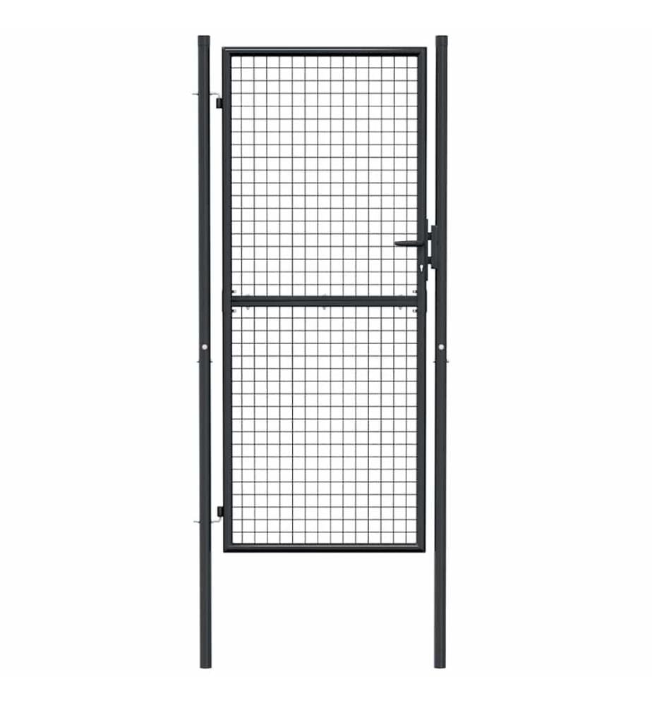 Gitter-Gartentor Verzinkter Stahl 100 x 200 cm Grau