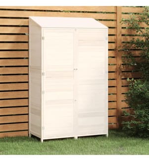 Geräteschuppen Weiss 102x52x174,5 cm Massivholz Tanne