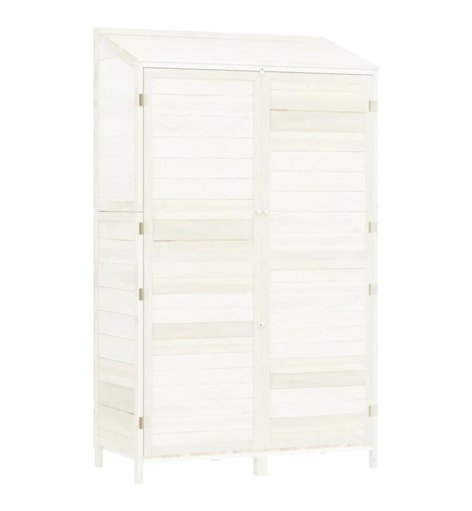 Geräteschuppen Weiss 102x52x174,5 cm Massivholz Tanne