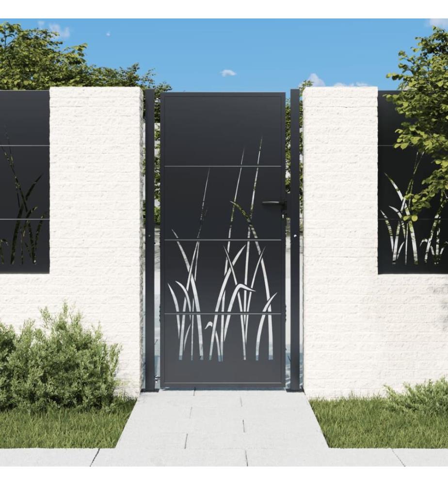 Portail de jardin anthracite 105x205cm acier conception d'herbe