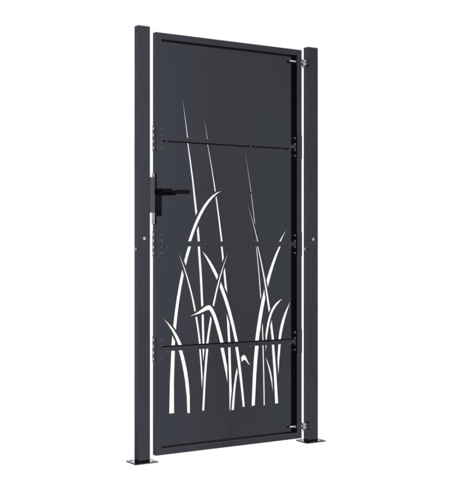Portail de jardin anthracite 105x205cm acier conception d'herbe
