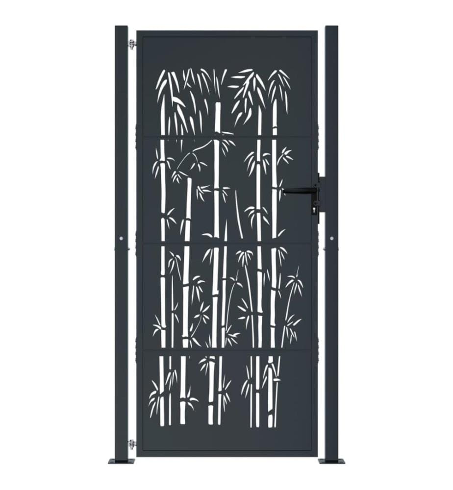 Portail de jardin anthracite 105x205 cm acier design de bambou