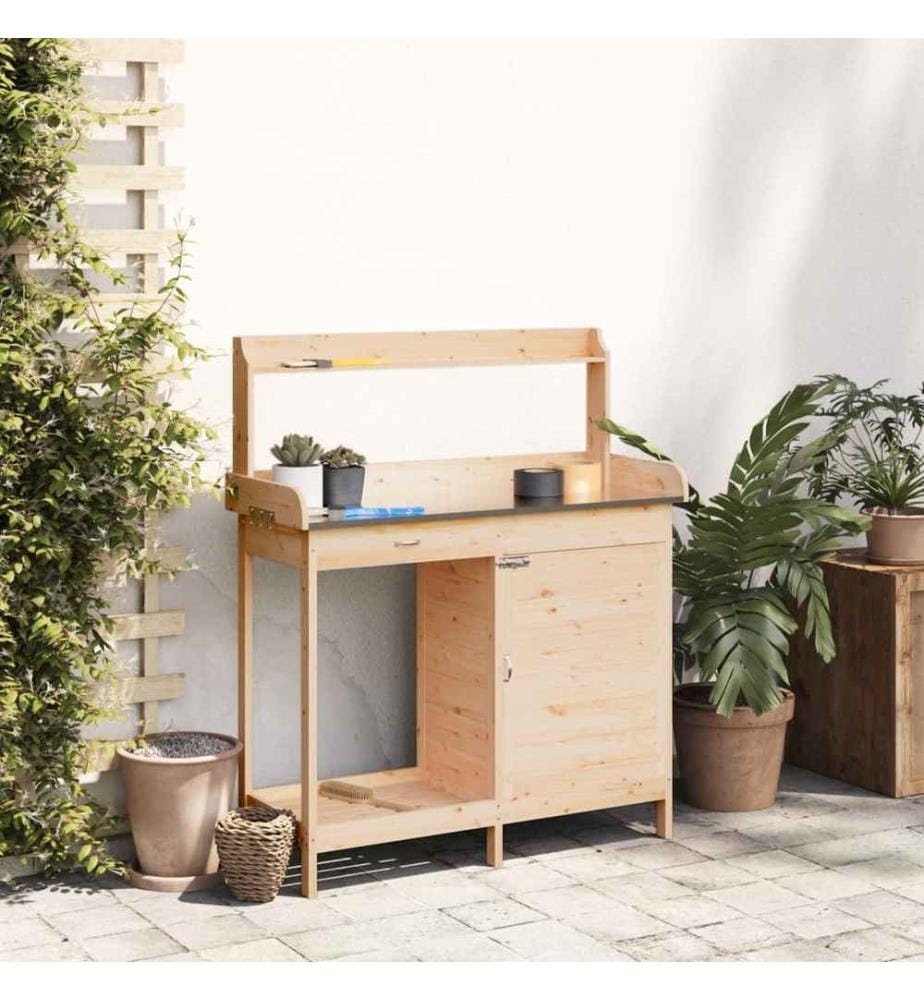 Pflanztisch mit Schrank 110,5x45x124,5 cm Massivholz Tanne