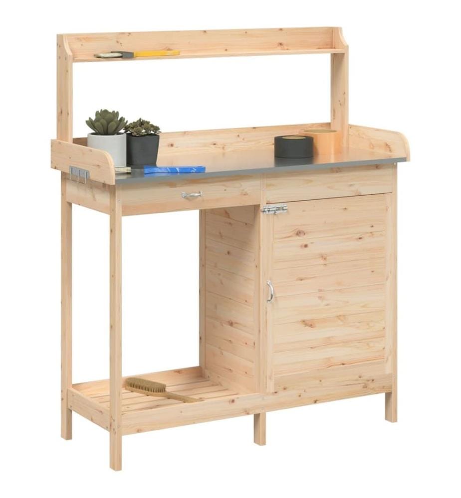 Pflanztisch mit Schrank 110,5x45x124,5 cm Massivholz Tanne