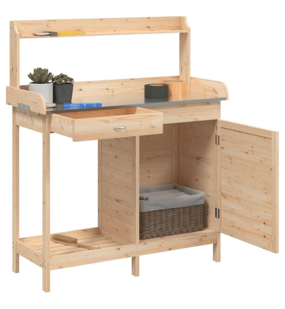 Pflanztisch mit Schrank 110,5x45x124,5 cm Massivholz Tanne