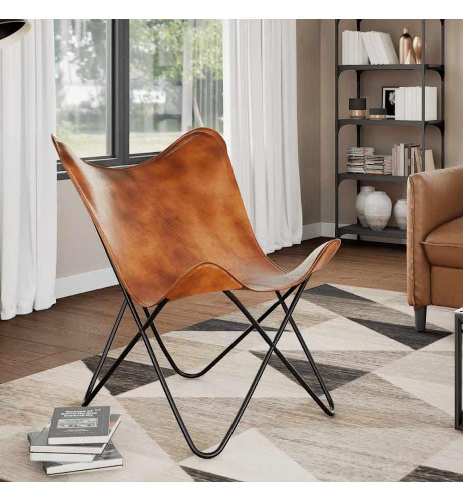 Butterfly-Sessel Braun Echtleder