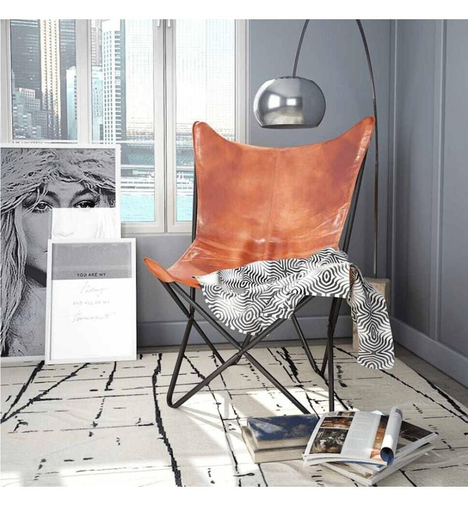 Butterfly-Sessel Braun Echtleder