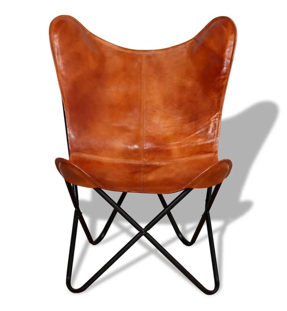 Butterfly-Sessel Braun Echtleder
