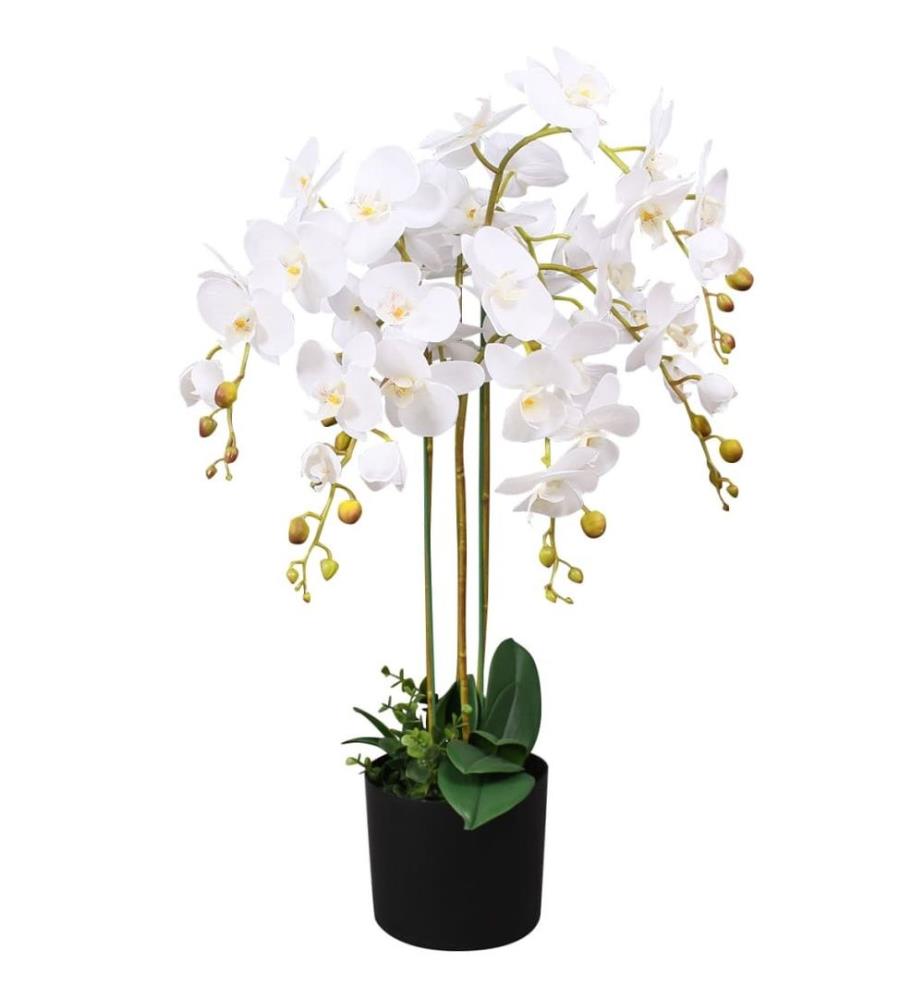 Künstliche Orchidee mit Topf 75 cm Weiss