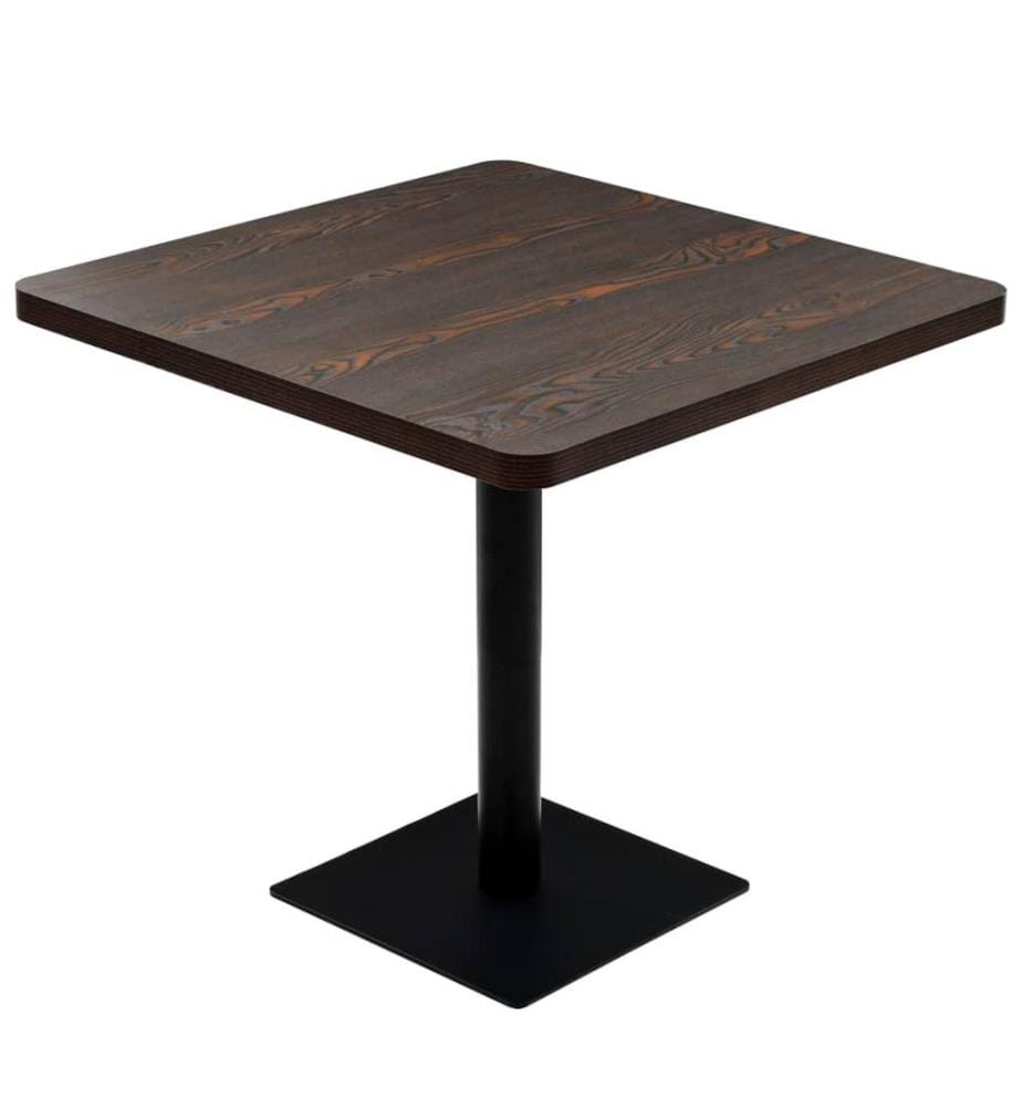 Bistrotisch MDF und Stahl Quadratisch 80×80×75cm Dunkle Esche