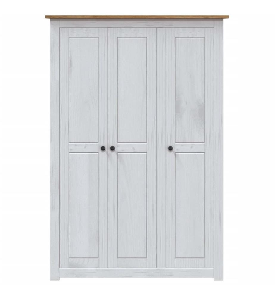 Kleiderschrank 3-Türig Weiss 118×50×171,5 cm Kiefer Panama Serie