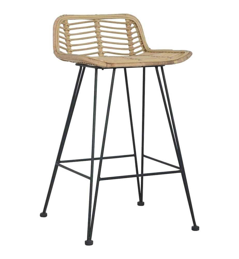 Barhocker 2 Stk. Rattan Natur