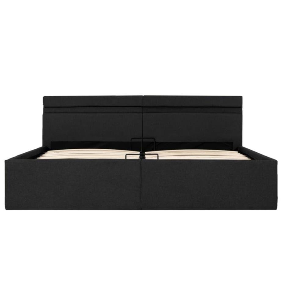 Cadre de lit à stockage avec LED Gris foncé Tissu 160x200 cm