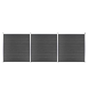 Ensemble de panneau de clôture WPC 526x186 cm Noir