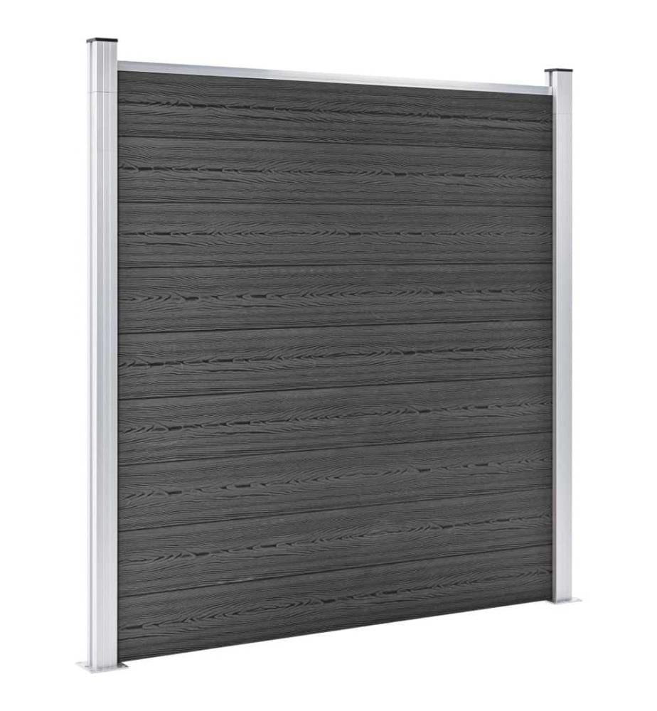 Ensemble de panneau de clôture WPC 526x186 cm Noir