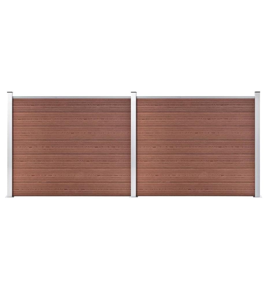Ensemble de panneau de clôture WPC 353x146 cm Marron