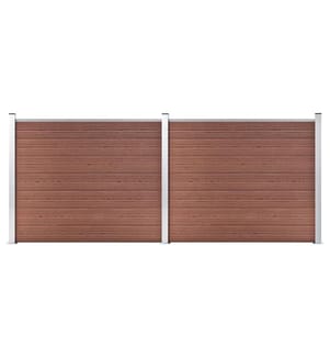 Ensemble de panneau de clôture WPC 353x146 cm Marron