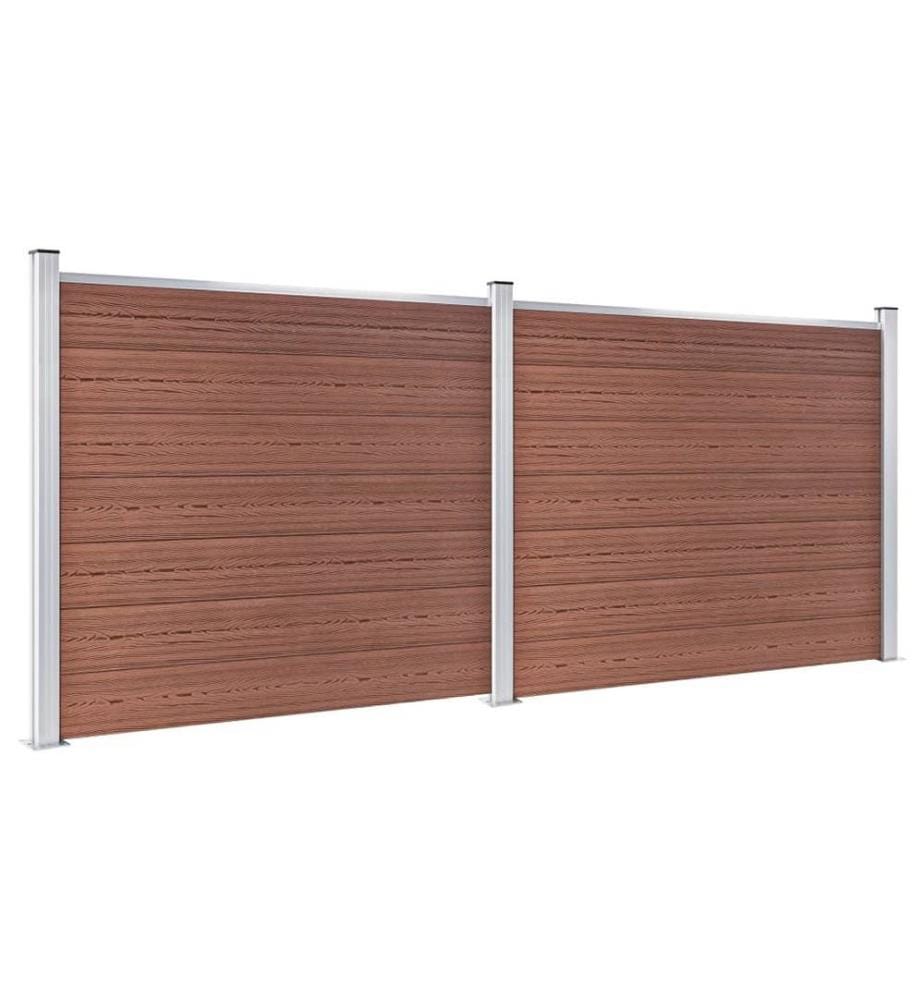 Ensemble de panneau de clôture WPC 353x146 cm Marron