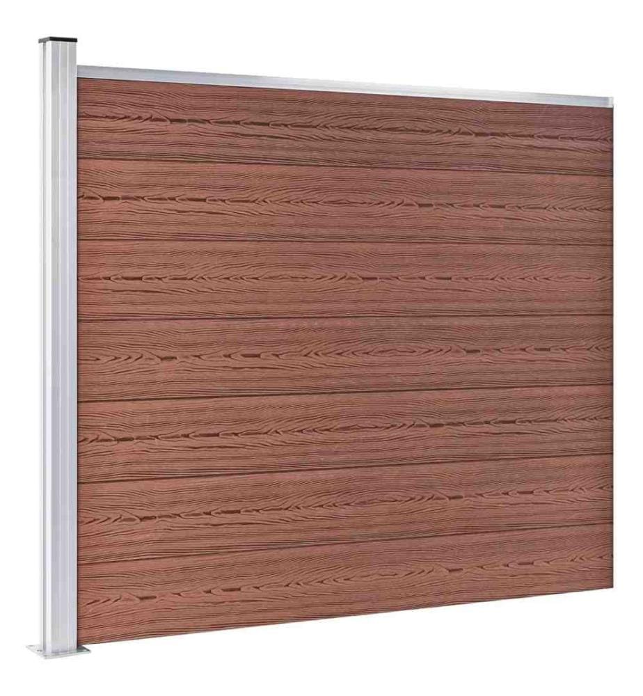 Ensemble de panneau de clôture WPC 353x146 cm Marron
