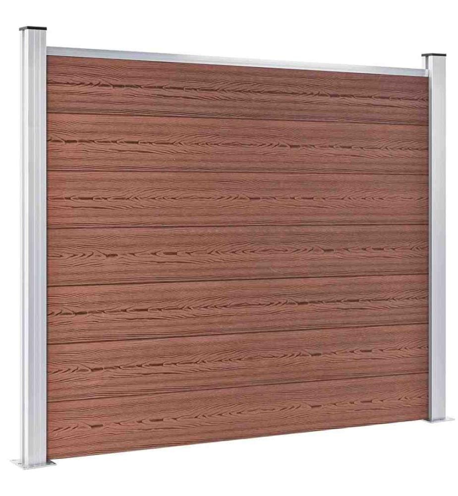 Ensemble de panneau de clôture WPC 353x146 cm Marron