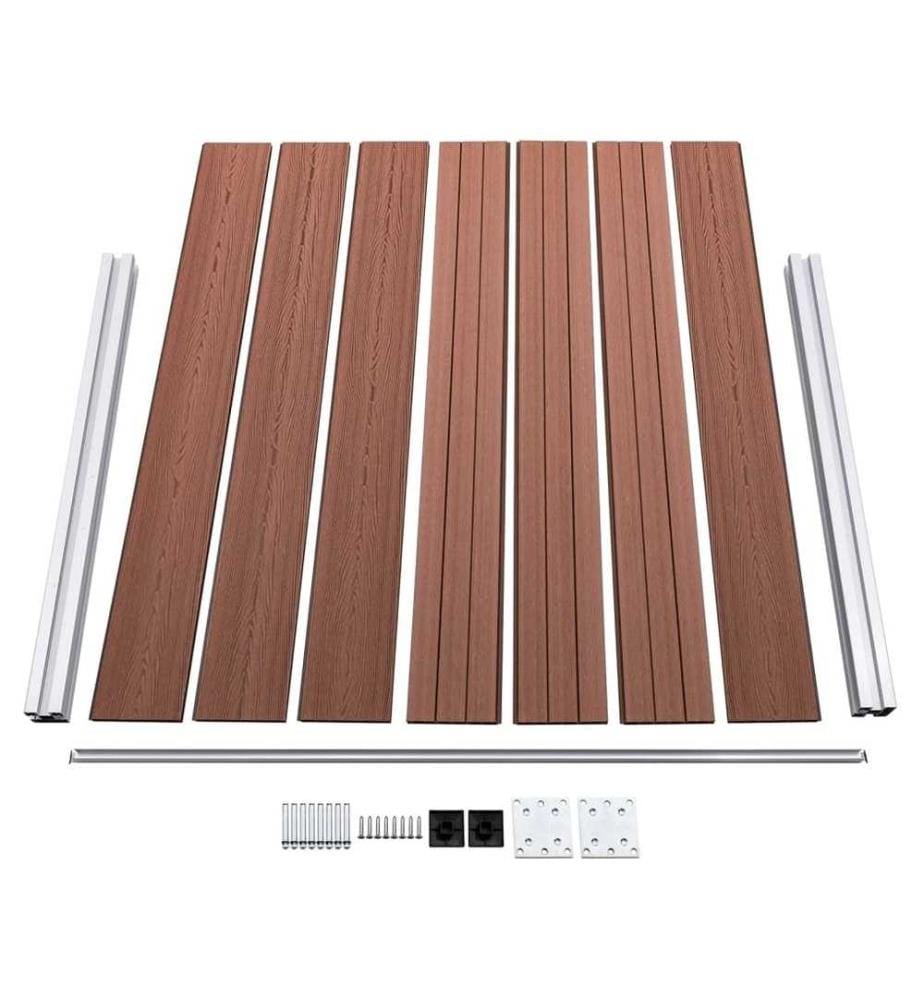 Ensemble de panneau de clôture WPC 353x146 cm Marron
