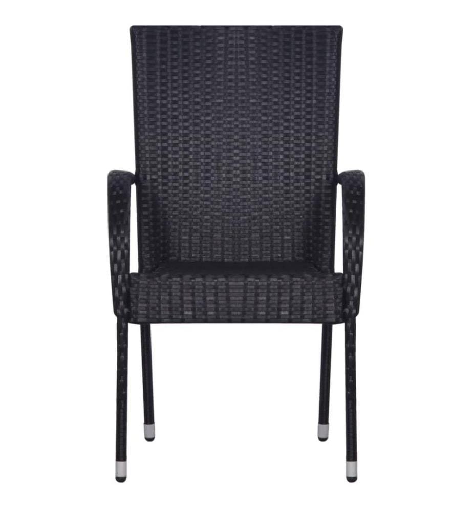Chaises empilables d'extérieur 6 pcs Résine tressée Noir