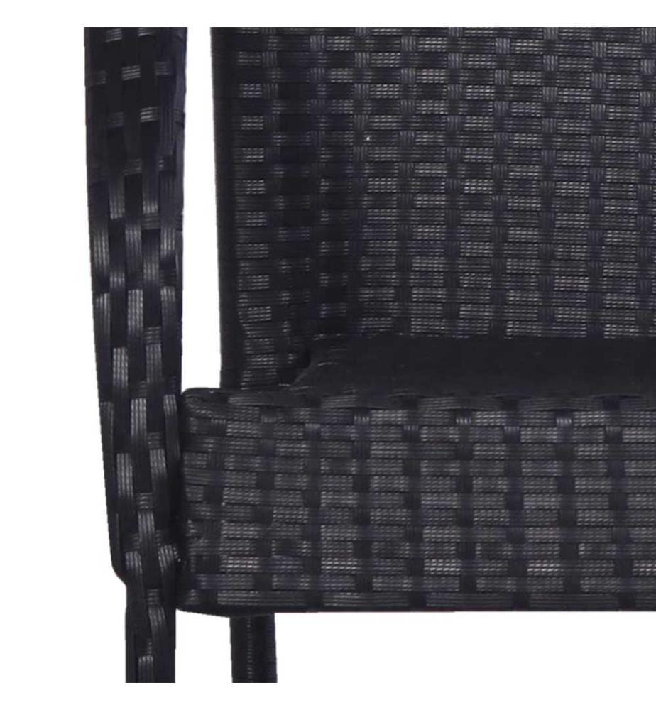 Chaises empilables d'extérieur 6 pcs Résine tressée Noir