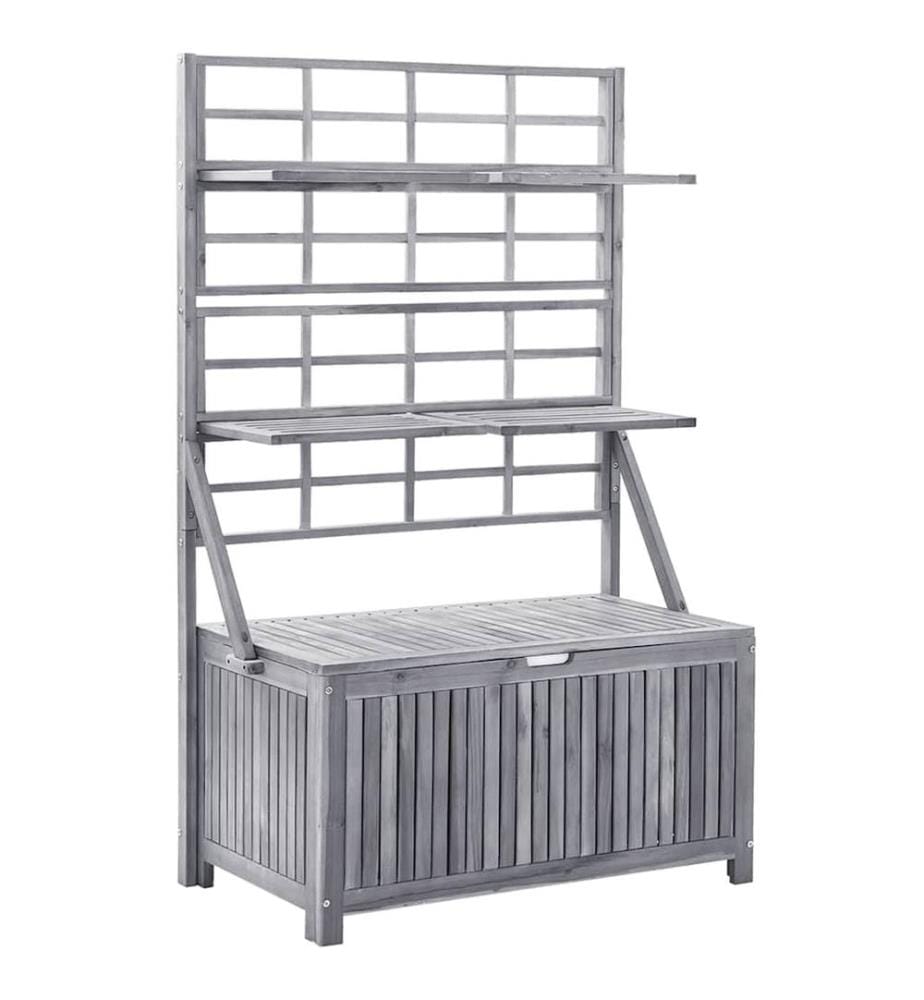 Boîte de rangement avec treillis Gris 99x55x160cm Acacia solide