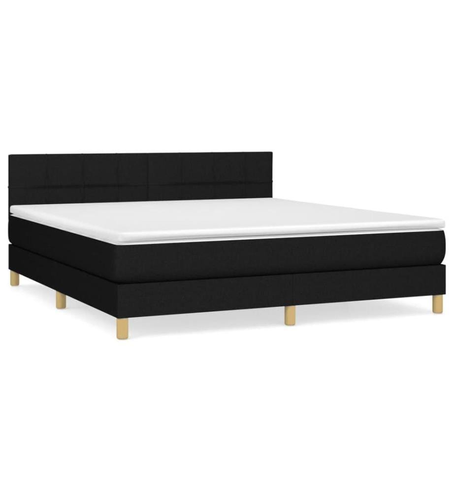 Lit à sommier tapissier avec matelas Noir 160x200 cm Tissu