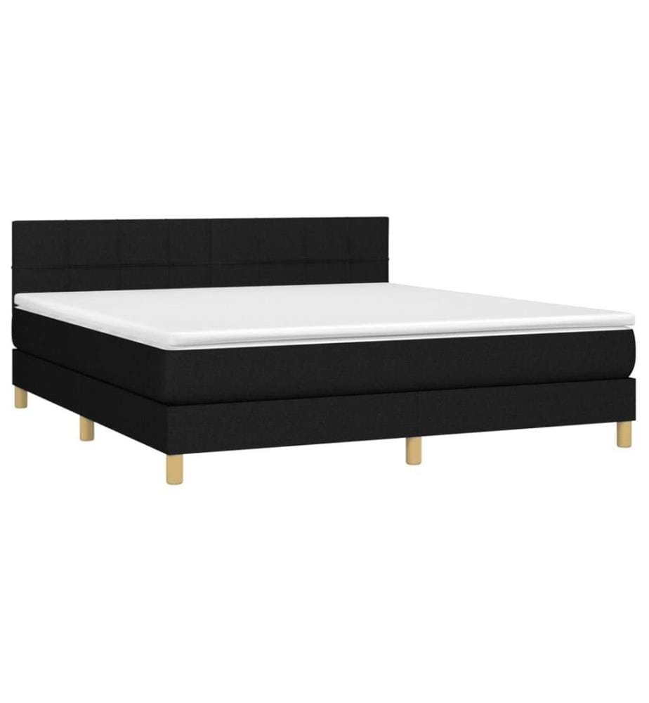 Lit à sommier tapissier avec matelas Noir 160x200 cm Tissu