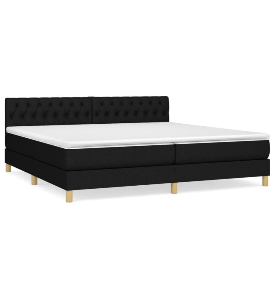 Lit à sommier tapissier avec matelas Noir 200x200 cm Tissu