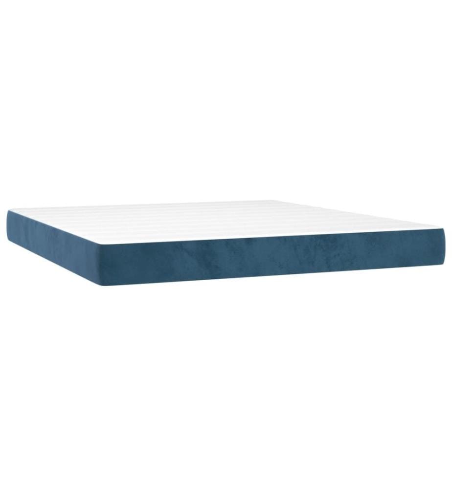 Lit à sommier tapissier et matelas Bleu foncé 160x200cm Velours