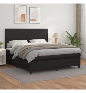 Sommier à lattes de lit avec matelas Noir 160x200 cm