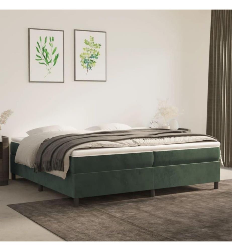 Lit à sommier tapissier et matelas Vert foncé 200x200cm Velours